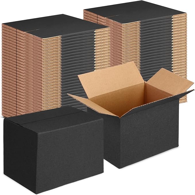 Yeaqee 72 Pcs Shipping Boxes Corrugated Cardboard Small Shipping Boxes for Packaging Mailing Packing Moving Small Business Storage Crafts Gifts(6x4x4 Inch,Black)