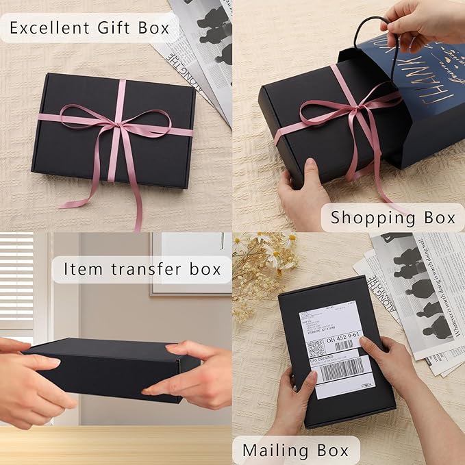 BIOBROWN 9x6x2" Small Shipping Boxes 25 Pack, Black Corrugated Cardboard Mailer Boxes Bulk for Packaging Small Business Mailing Gift