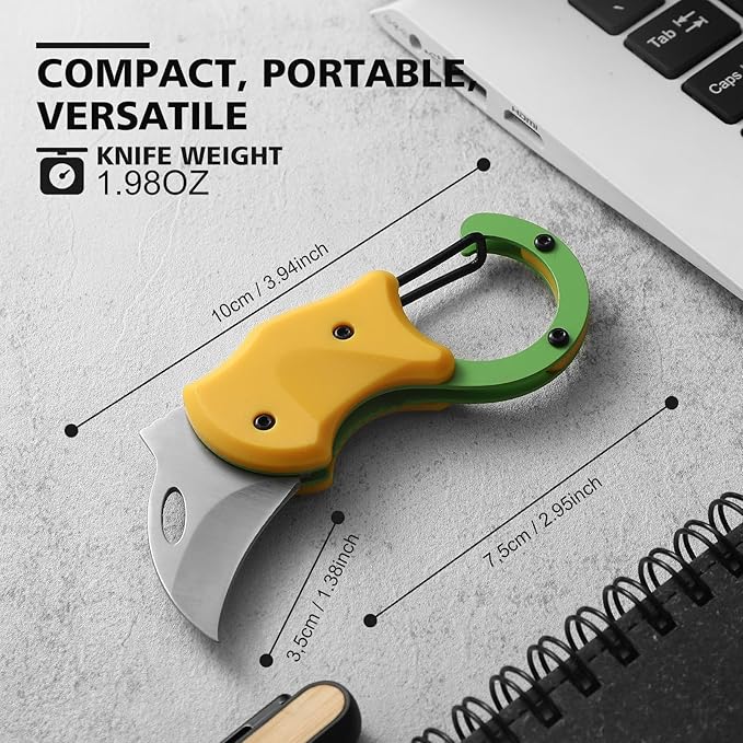 Small Pocket Knife for Men,Pocket Utility Knife with 1.38''Sharp Blade,Cute Folding Knife Box Cutter，Mini EDC Knives for Everyday Carry,Ideal Gifts for Men and Women（Yellow）