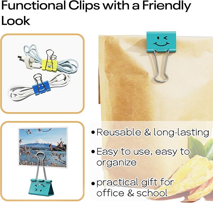 Optomni Binder Clips, 62 Pack, Assorted Sizes – Small, Medium & Large, Colorful Metal Paper Clips for Office, School, Documents, Files & Organizing