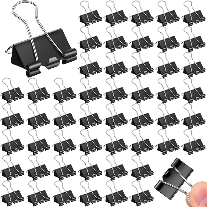 Jetec 100 Pcs Black 1.25 Inch Binder Clip Paper Clamp Metal Paper Clip | for Teachers Students Classroom Business Office and School Office Supplies