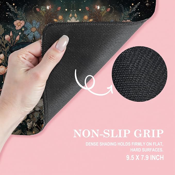 Vintage Moody Floral Butterfly Mouse Pad, Dark Academia Cottagecore Botanical Moth Mousepad for Home Office Dorm Computers Laptop,Aesthetic Gothic Office Supplies Desk Accessories, 9.5x7.9 Inch