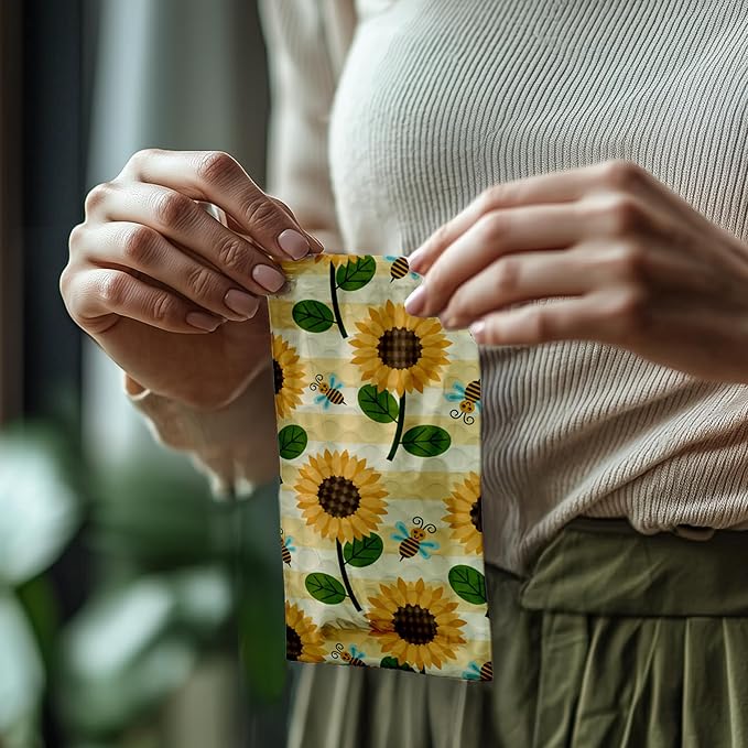 4x8 (20pcs) Sunflowers and Bees Designer Self Seal Poly Bubble Mailers Shipping Envelopes Padded Bags