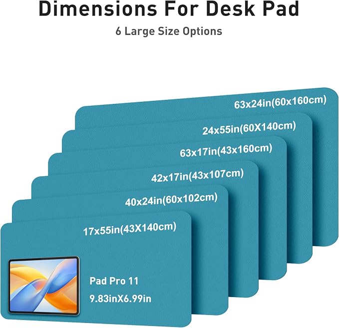 Aothia Faux Leather Desk Mat - Large Mouse Pad, Non-Slip PU Leather Blotter, Waterproof Writing Surface for Office and Home (Turquoise, 42" x 17")