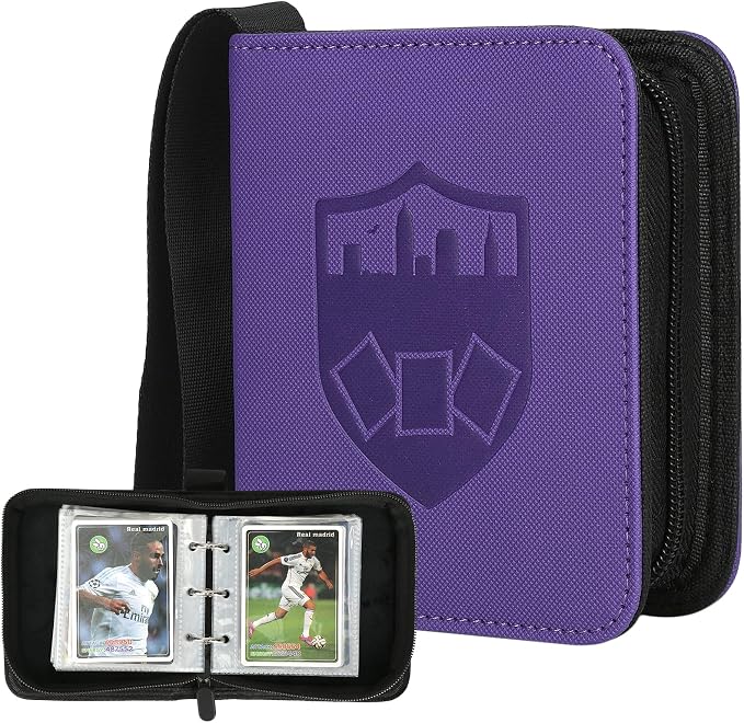 GERMUN Mini Card Binder 1 Pocket, 80 Pockets Trading Card Binder, Premium Small 2 Pocket Trading Card Collection Album Folder with 40 Sleeves Double Sided - Gifts for Kids (Purple)