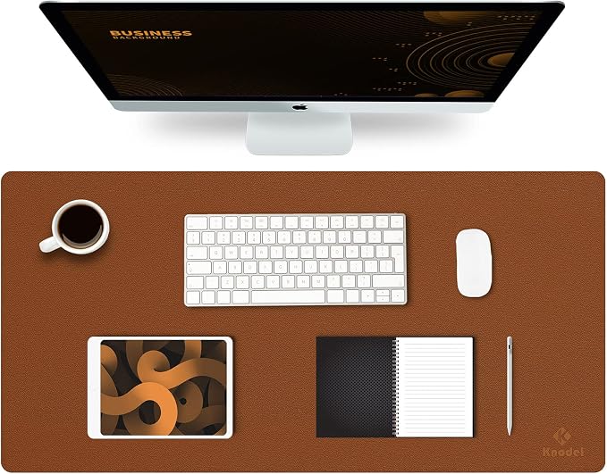 K KNODEL Large Office Desk Mat, Leather Mouse Pad (31.5"x15.7", Brown) | Desk Pad, Keyboard Pad, Computer and Laptop Mat, Desktop Protector and Cover, Writing Pad and Blotter for Home Office