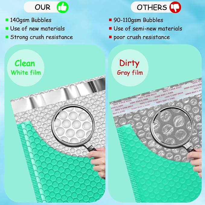 Thank You Bubble Mailers 6x10'' 25 Pack, Self Sealing Padded Envelopes, Strong Adhesion Bubble Envelopes, Waterproof Mailing Envelopes, Cushioning Shipping Envelopes - Green