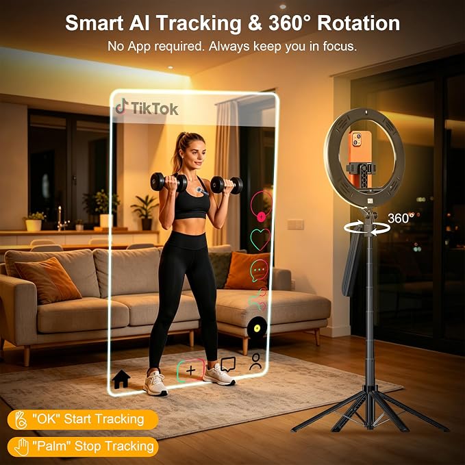 Content Creator Essentials Vlogging Kit for iPhone with Wireless Mic | 71" Phone Tripod Stand with 10'' Ring Light, Selfie Stick Cell Phone Video Recording for TikTok YouTube Starter Kit
