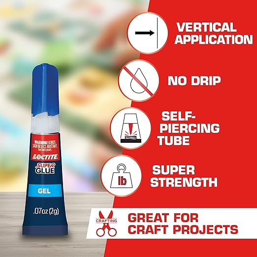 Loctite Super Glue Gel, Clear, 0.14 fl oz Tube, 2 Pack - Superglue for Plastic, Wood, Metal, Crafts & Repair, Cyanoacrylate Adhesive Instant Glue, Quick Dry