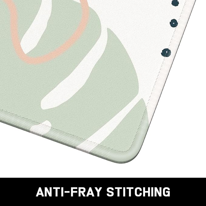 Mouse Pad, Minimalism Marble Style Computer Pad, Anti-Slip Rubber Mouse Mat with Stitched Edges for Gaming, Office, Laptop, PC, Women, 9" x 8" Thick 3 mm, Abstract Leaves