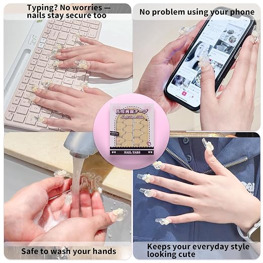 Sun&Beam Nails Adhesive Tabs 25 Sheets for Press On False Nail Tip Gel Glue Double Sided Tape Stickers Waterproof Transparent Strong Sticky (Large Size for Hands/25 Sheet)