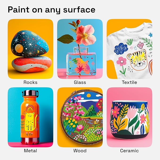 ARTISTRO 72 Acrylic Paint Markers for Rock, Fabric, Wood, Glass, Eggs - Dual-Tip Paint Pens for Coloring Books for Adults, Teens, Kids - Art & Craft Supplies - Gift Idea - Easter Basket Stuffers