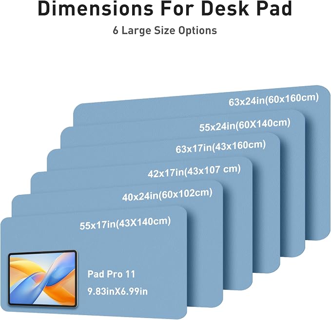 Aothia Faux Leather Desk Mat for Keyboard & Mouse (Sky Blue, 42" x 17") | Large desk mat for keyboard, mouse and laptop, creating a clean, organized workspace for work, study and everyday use