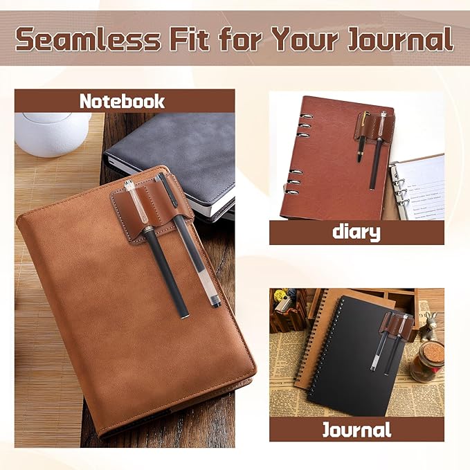 Handmade Leather Pen Holder Clip for Notebooks and Journals, Sturdy Brown Pen Loop with Metal Clip, Secure Pencil Organizer for Planners, Bibles, and Books (1-Pack)