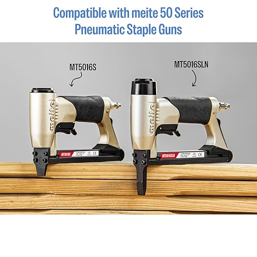 meite 20 Gauge Staples, 1/2" (12.5mm) Crown, 3/8-Inch Length, 50,400 PCS | Galvanized Heavy Duty Staples for Pneumatic, Electric 20GA Stapler, for Upholstery, Crafts, Fits MT5016S, MT5016SLN, 10 Boxes