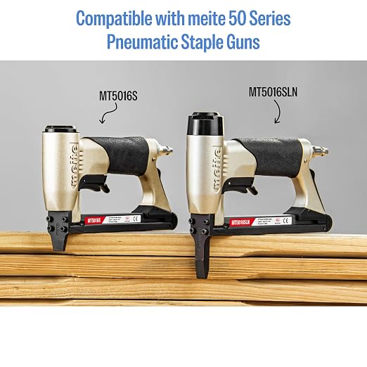 meite 20 Gauge Staples, 1/2" (12.5mm) Crown, 1/2-Inch Length, 25,200 PCS | Galvanized Heavy Duty Staples for Pneumatic, Electric 20GA Stapler, for Upholstery, Crafts, Fits MT5016S, MT5016SLN