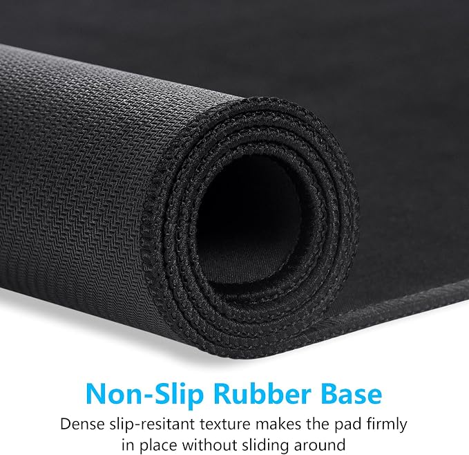 Dapesuom Large Gaming Mouse Pad, Extended Mouse Mat with Stitched Edges, Full Size Keyboard Pad with Non-Slip Base, Big XXL Computer Desk Mats for Gamer, Laptop, Office, 35.5 x 15.7in, Jet Black