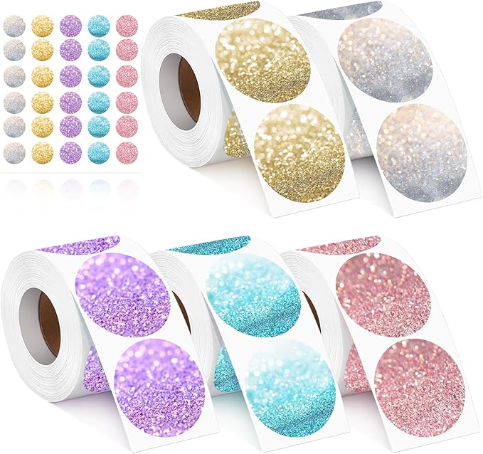 2500 Pcs 2 Inch Circle Thermal Sticker Labels Self Adhesive Round Direct Thermal Labels Multipurpose Printer Stickers for DIY Logo Design, Qr Code, Name Tag