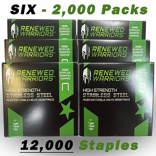 T50 Stainless Steel Staples Marine; T/50 Type (3/8" in Leg; 3/8" Crown) T-50 Staples - (6) 2000 Packs or 12000