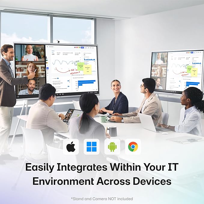 Vibe S1 4K UHD Smart Board, 55 Inch Digital Whiteboard for Office and Classroom, Electronic Presentation Meeting Device for Hybrid Work, Interative Touchscreen Display, Chrome OS and 250+ Free Apps