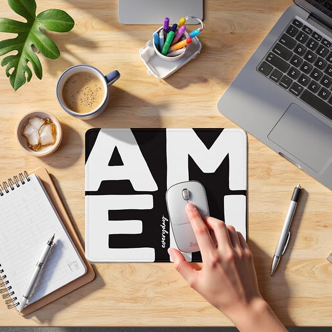 Amen Christian Mouse Pad, Black and White Religious Bible Verse Mouse Pads Mousepad for Home Office Dorm Computers Laptop Supplies Desk Accessories, 9.5x7.9 Inch
