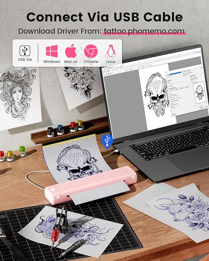 Phomemo Portable Printers Wireless for Travel, M08F Thermal Bluetooth Printer Support for 8.5"x11" US Letter, Small Inkless Printer Compatible with iOS, Android, Laptop for Car, Office, Home