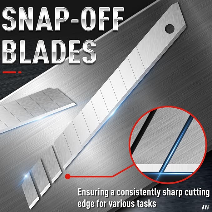 DIYSELF 100 Pack Utility Knife Blades, 9mm Box Cutter Blades Refills (60°) | Bulk Refill Supply, Box Cutter Replacement Blades for Cartons, Paper & Warehouse Use, High Carbon Steel