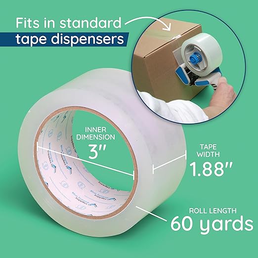 36 Pack Heavy Duty Packaging Tape, Clear Packing Tape Designed for Moving Boxes, Shipping, Office, and Storage, Commercial Grade 2.7mil Thickness, 60 Yards Length, Bulk, 2160 Total Yards