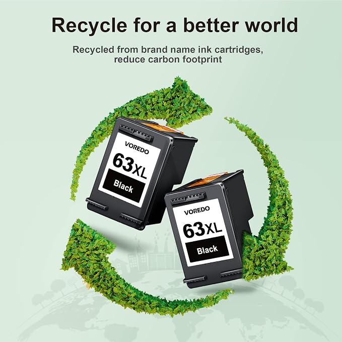 63XL Black Ink Cartridges Replacement for HP Ink 63 Black Ink Cartridges | for HP 63 63XL Works for HP OfficeJet 3830 4650 5255 5258 4655 4652 3833 Envy 4520 4512 DeskJet 1112 3630 Printer (2 Black)