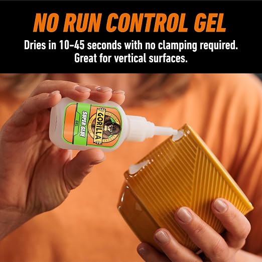 Gorilla Super Glue Gel, Value Size, Fast-Setting Bond, Clear, 28 g | Impact-Tough for Durability, Precision Gel Application, Works on Glass, Plastic, Wood, Metal, and More