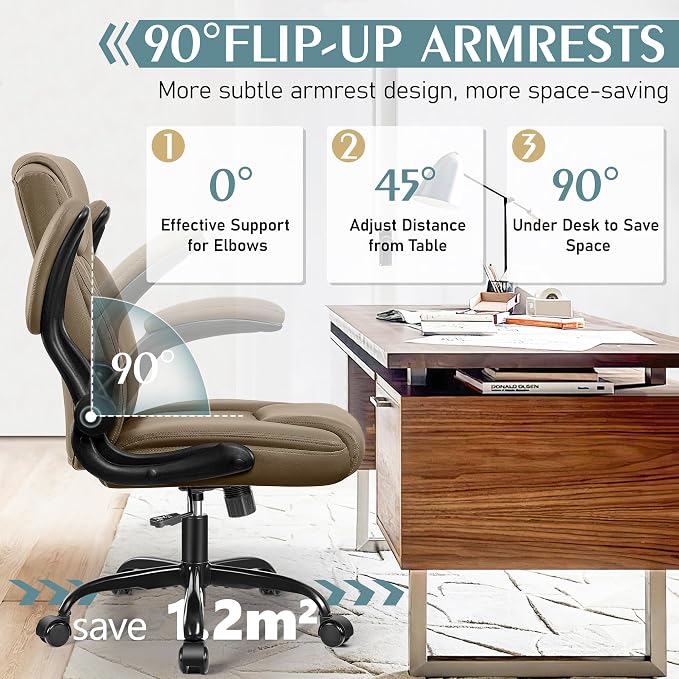 Leather Office Chair, PU Home Computer Desk Chairs with Ergonomic Back Support, 360°Swivel Free，Small Gaming Chair with Wheels and Adjustable Armrests, for Short People Use
