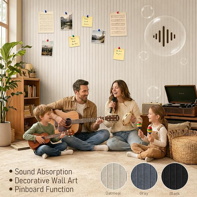 Large Felt Bulletin Board 48" x 36" Cork Board Alternative-12 Pack with 70 Safe Removable Adhesive Tabs, 35 Pushpins Notice Board for Walls Home Office Classroom Pin Board -Oatmeal