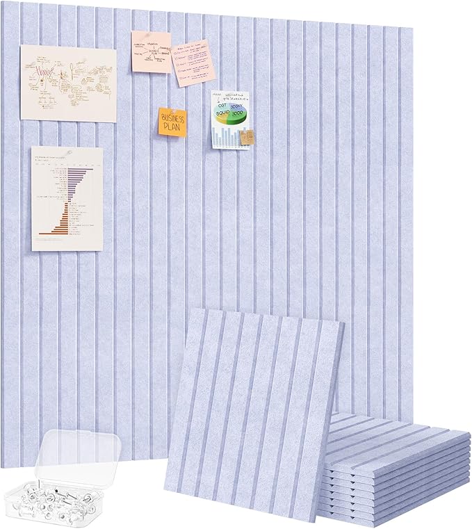 Lifewit Large Felt Bulletin Board, 9 Pack Cork Board Alternative for Walls, 36"x 24" Total Size with Self-Adhesive, Message Board Pin Board with 40 Pushpins for Office Decor, Classroom, Periwinkle
