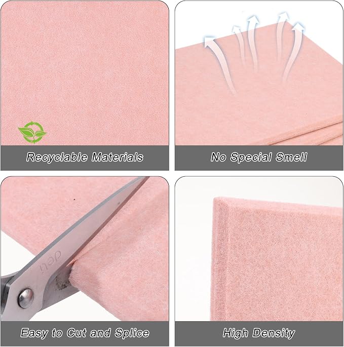 Large Cork Board 36" x 24", 6 Pack Felt Bulletin Board, Pin Boards | Includes Pushpins & 40 Safe Removable Adhesive Tabs, High-Density, Notice Boards for Wall Office School Home Decor - Pink
