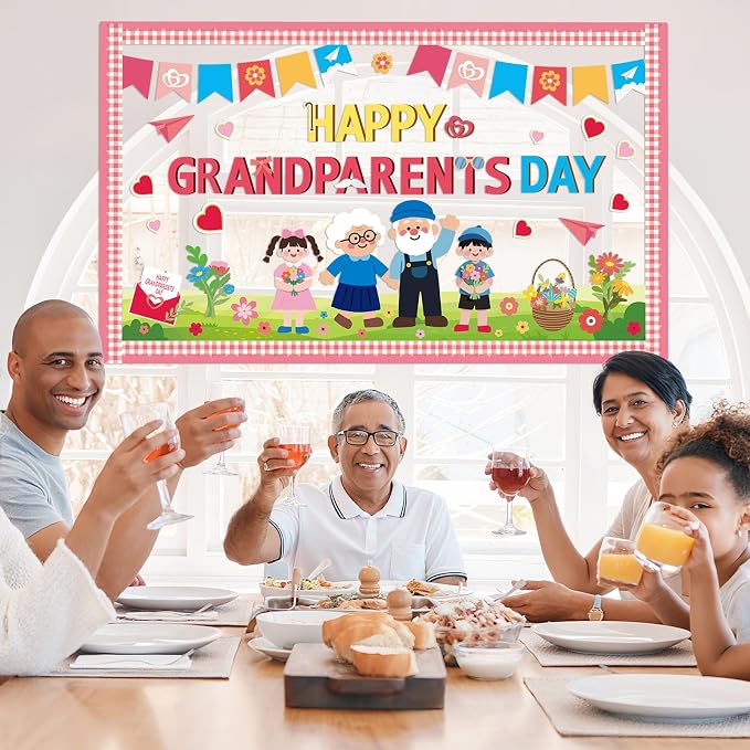 party greeting Happy Grandparents Day Bulletin Board Set Grandma and Grandpa Party Classroom Decoration Family Paper Cutouts Bulletin Board Border for Retirement Party Chalkboard Wall Decor Supplies