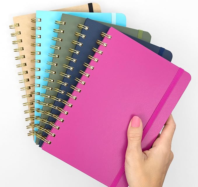 PAPERAGE Graph Paper Spiral Notebook & Journal, (Burgundy), 160 Pages, Medium 5.5 inches x 8 inches - 100 GSM Thick Graphing Paper, Hardcover, Double-Wire Grid Spiral Notebook