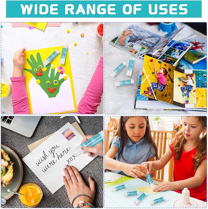 Zubebe 200 Pcs White Glue Stick Bulk Washable for End of Year Crafts Home School Classroom Students Teachers Employees Scrapbooking Crafting Stationery Supplies (0. 32 Oz)
