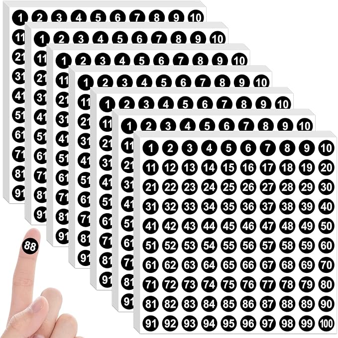 12600Pcs Number Stickers Small 1 to 100 Round Numbered Sticker,Black | 0.4 Inch Self Adhesive,Consecutive Labels Stickers,for Storage Organizing,Inventory,Office,Home,Indoor Outdoor
