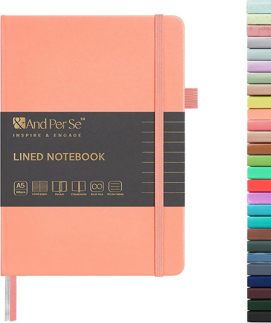 &And Per Se Lined Journal Notebook, 160 Pages, A5 5.7 x 8 inches Hardcover Notebook Journals for Writing, Valentine's Day Gift Journal for Her, Romantic Writing Diary for Women (1 Pack, Peach)