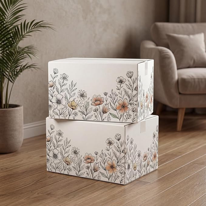 Hoikwo 10 Packs 12x10x10 Large Thin Shipping Boxes, White Big Corrugated Cardboard Box Set for Small Business for Packaging Mailing Lightweight items