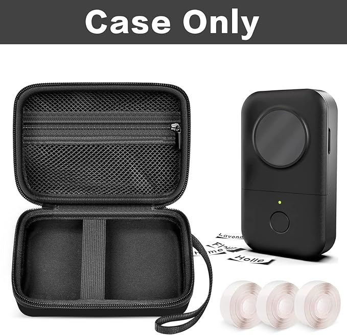 PAIYULE Hard Carrying Case for Phomemo D30 D35 Label Maker, Label Printer Case for Nelko P21, for NIIMBOT D110 D11, for Marklife P11 P12, for SUPVAN E10, Protective EVA Storage Bag with Mesh Pocket