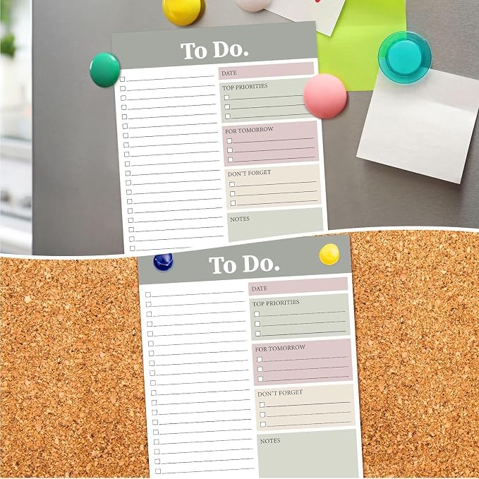 Spakon 300 Sheets Daily to Do List Notepad Notebook Library Card to Do Planner Checklist Memo Writing Pad Schedule Reminder Office Homework Planner for Task, 6" x 8 (Elegant,White,Olive Green)