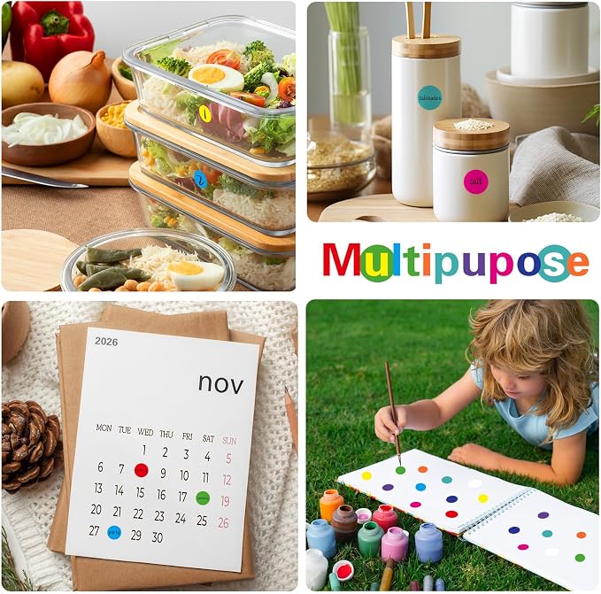 8000 PCS 1/2" Colored Dot Stickers Circle Color Coding Labels –10 Colors on Round Coding Label Sticker for Office, Student Classroom, Family Etc(10 Rolls, 0.5 Inches)