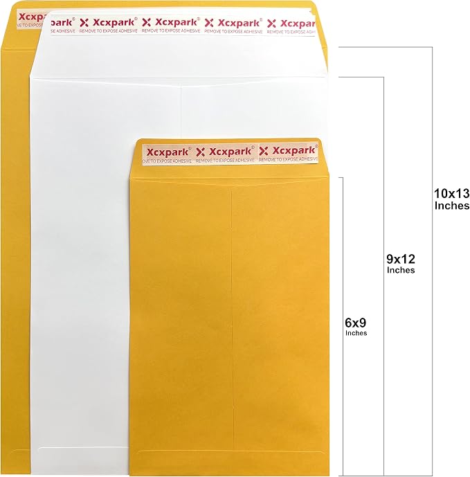 Xxcxpark 250 PCS 10x13 inches Security Catalog Envelopes Printable Self Seal Envelopes, Anti Tear brown Kraft Envelopes for Invitation Cards, Pictures, Photos, Documents