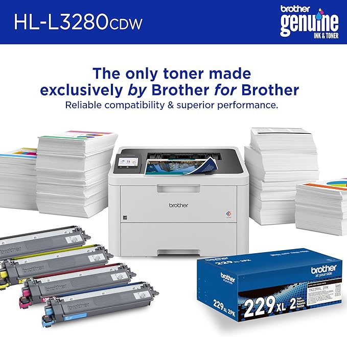 Brother HLL3280CDW Wireless Compact Color Laser Printer, Duplex, Mobile Printing & Ethernet | Includes 2 Month Refresh Subscription Trial¹, Amazon Dash Replenishment Ready (Renewed Premium)