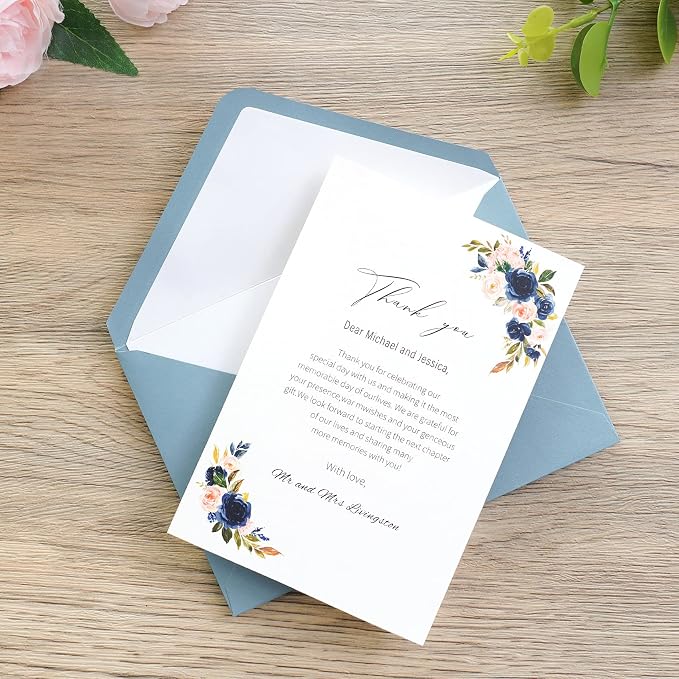 PONATIA 50PCS/Pack A4 Envelopes 4x6 Envelopes for Weddings Invitations, Birthday Party Cards, Gift cards Envelopesngs Invitation Cards, (Dusty Blue, A4)