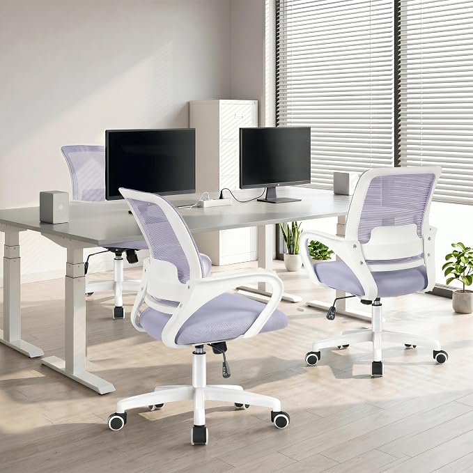 NEO CHAIR Home Office Desk Chair Ergonomic Mesh with Lumbar Support, Purple | Comfortable Mesh Support, Adjustable Height, 360° Swivel and Smooth Casters Designed for Long Hours of Work or Study