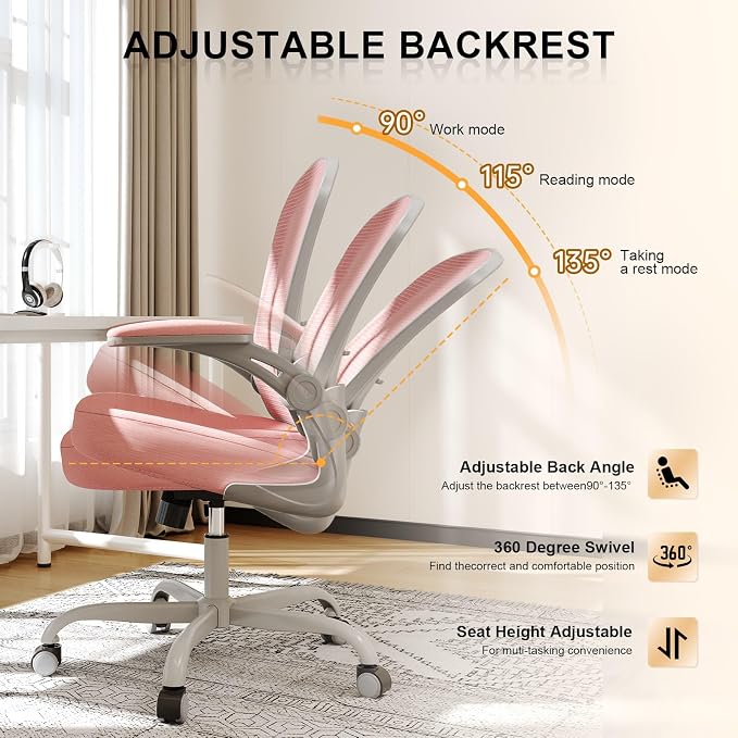 Office Chair|Ergonomic Desk Chairs 330LBS Capacity | Flip-up Armrests,Mesh Computer Chair,High Back,Comfy Work,Adjustable Lumbar Support