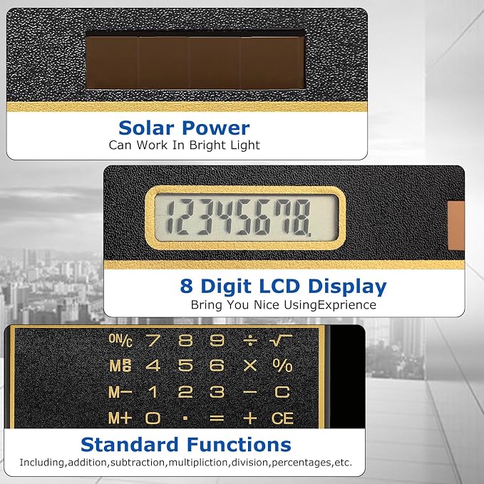 Weewooday 24 Pcs 8 Digits Thin Calculator Slim Credit Card Design Solar Power Pocket Portable Mini Calculator for Home Business School Basic Office