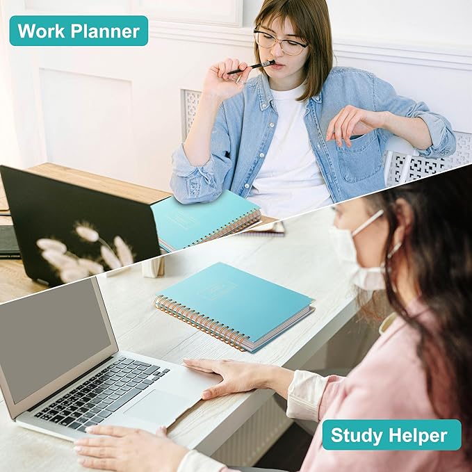 Yoment 2 Pack 5 Subject Notebook College Ruled, Hardcover Spiral Notebooks for Work School, B5 Multi Subject Notebook with Tabs Dividers, 240 Pages Lined Journal for Women Men, Pink&Blue